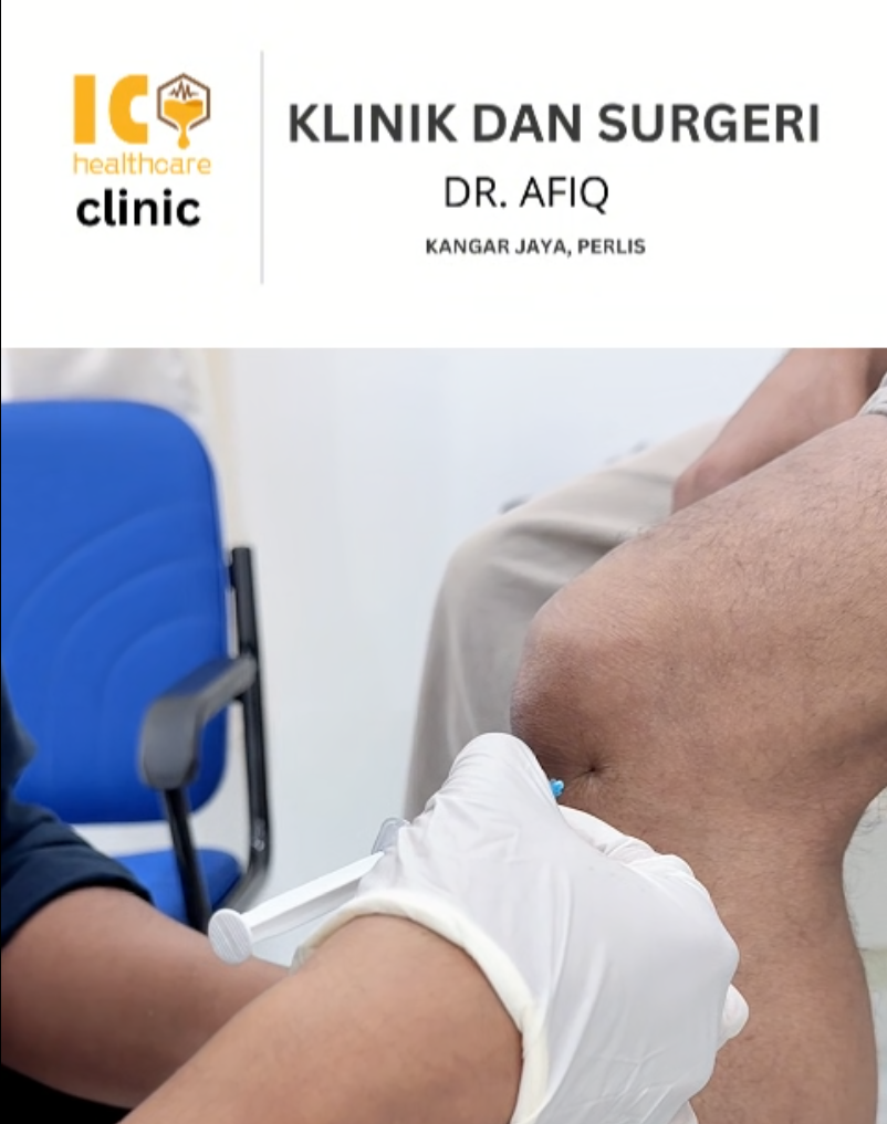 Doktor melakukan rawatan PRP untuk masalah sendi dan lutut di Klinik & Surgeri Dr. Afiq Kangar Perlis